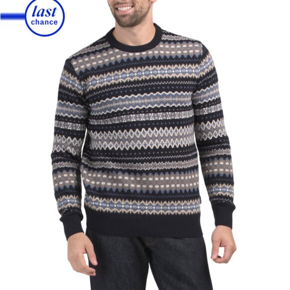 BARBOUR Midnight Wool Case Fair Isle Crew Neck Sweater - Picture 1 of 2